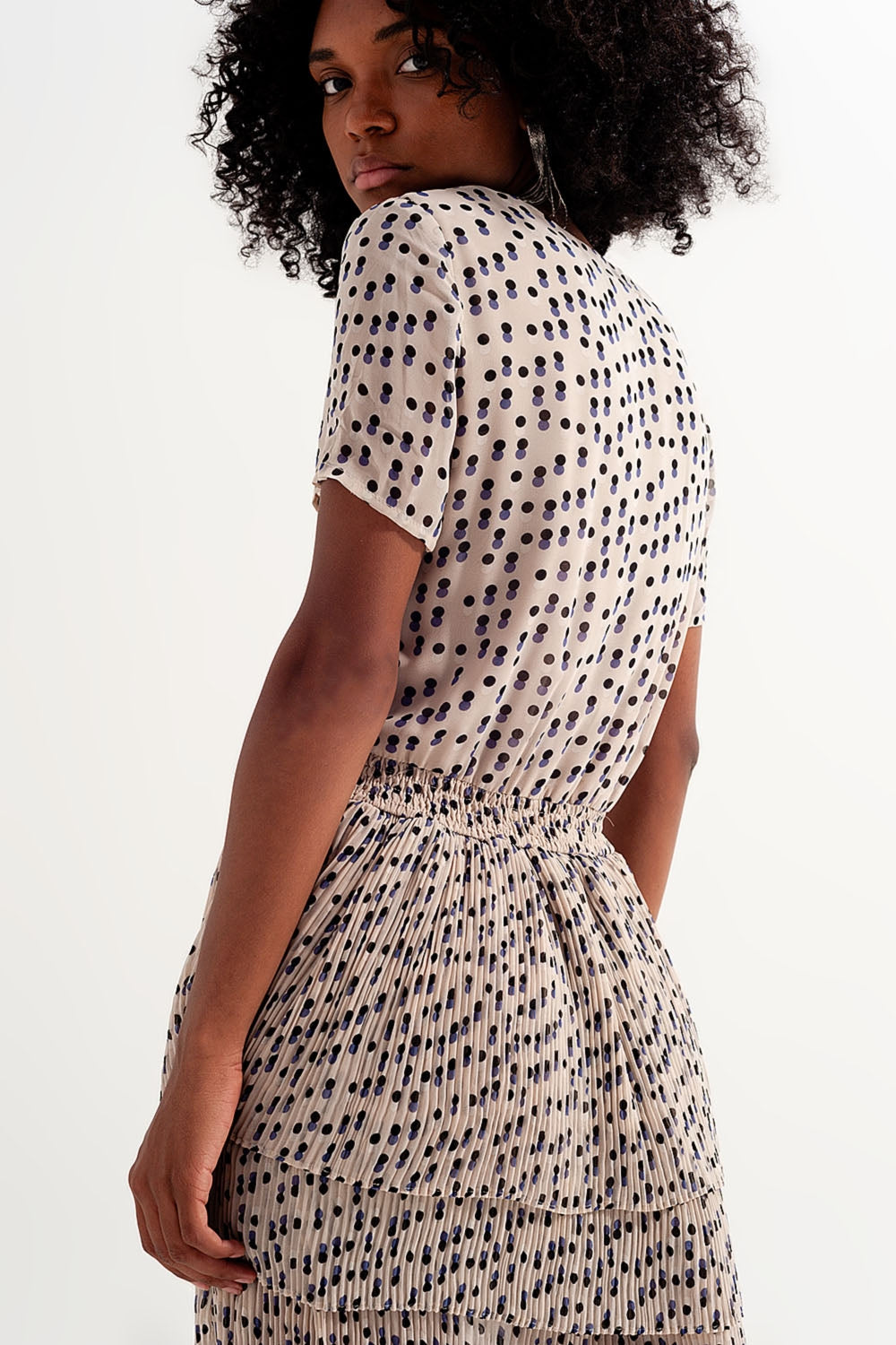 Stunning Skater Mini Dress With Peplum in Cream