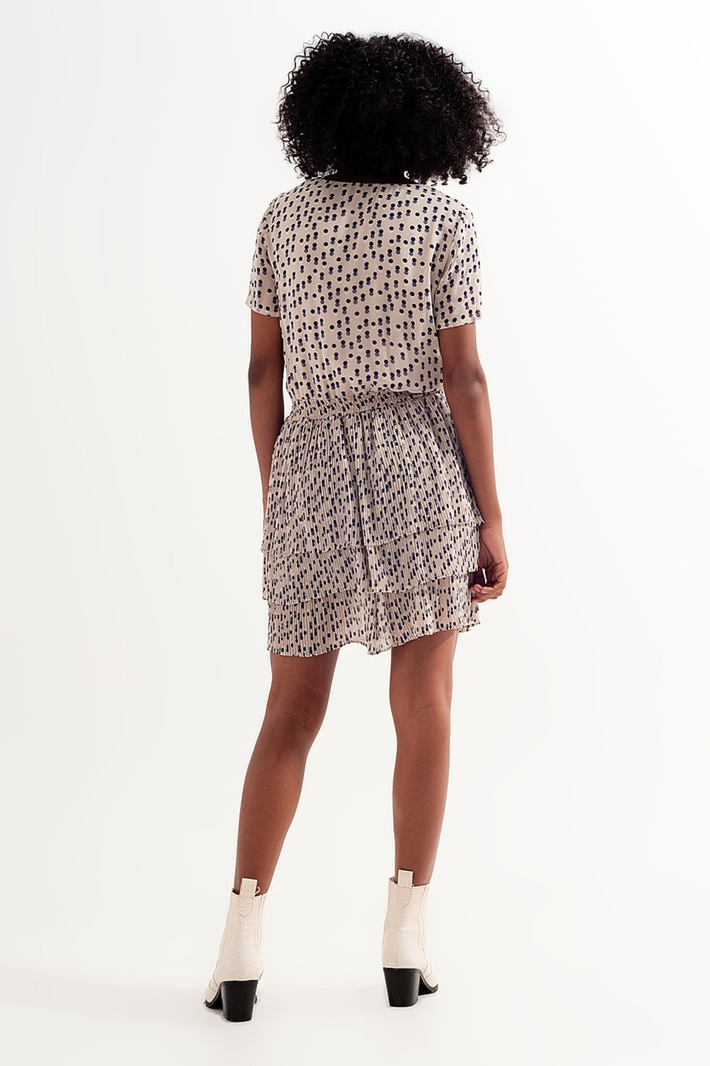 Stunning Skater Mini Dress With Peplum in Cream