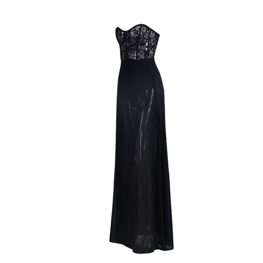 Elegant Long Sexy Black Play Suit