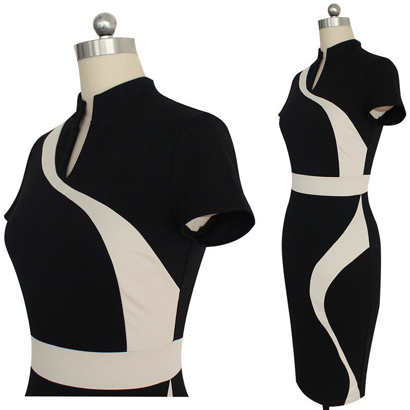 Smart Casual Contrast Black Work Dress